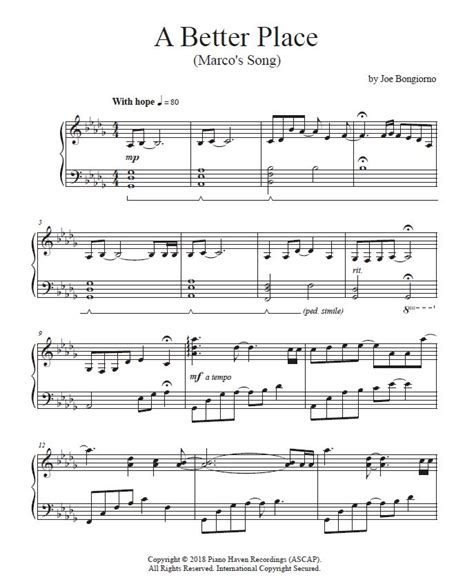 A Better Place - Sheet Music PDF Download - Joe Bongiorno - Shigeru Kawai solo piano artist ...