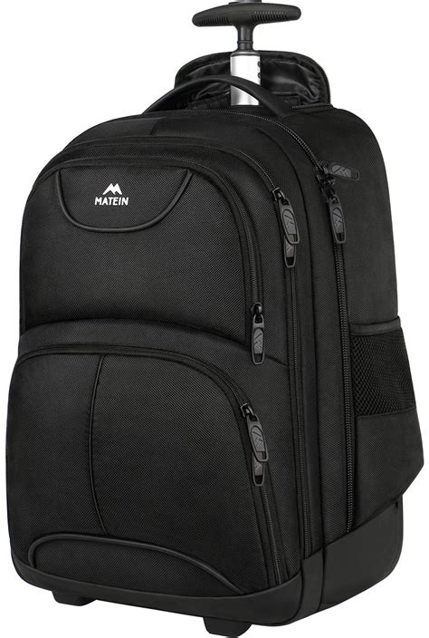 Rolling Backpack, Matein Waterproof College Wheeled Travel Backpack, Black | eBay