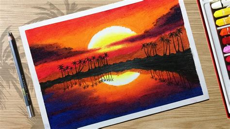 How to Draw Beautiful Sunset Scenery with Oil Pastels for beginner Step by Step - YouTube