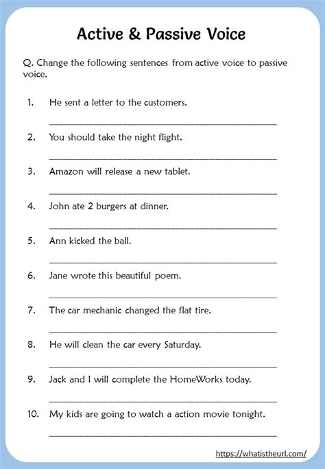 the worksheet for active and passive voice