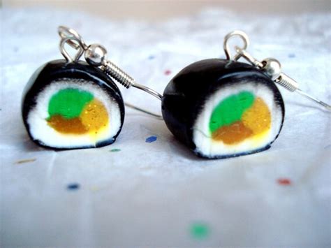 Items similar to Polymer Clay Sushi Earrings Sushi Food Dangle Earrings on Etsy