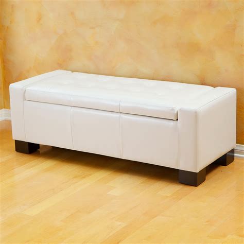 White Leather Storage Ottoman | Home Design Ideas