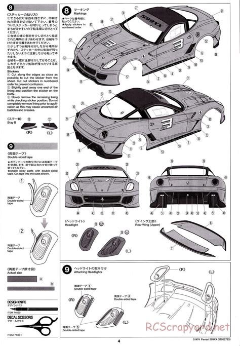 Tamiya - 58506 - Body Manual • Ferrari 599XX - TA06 • RCScrapyard ...