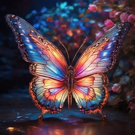 Premium AI Image | Aesthetic Neon Light Butterfly