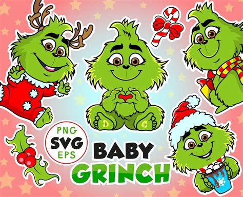 Cute Baby Grinch Clipart, Christmas Baby Grinch Svg Printable, Grinch Christmas Bundle, Grinch ...