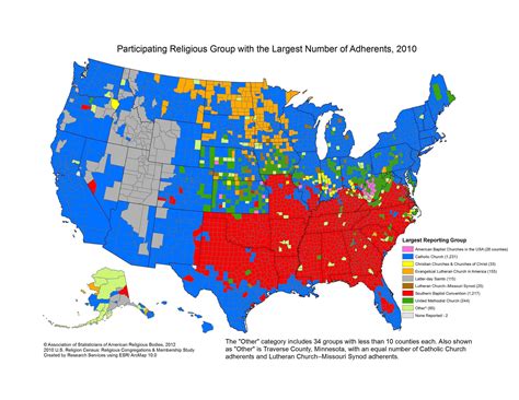 Religious Groups with highest number of adherents by US County, 2010 ...