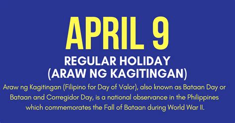 April 9, 2019 Holiday | Araw ng Kagitingan