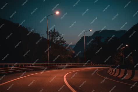 Premium Photo | Night road in the mountains