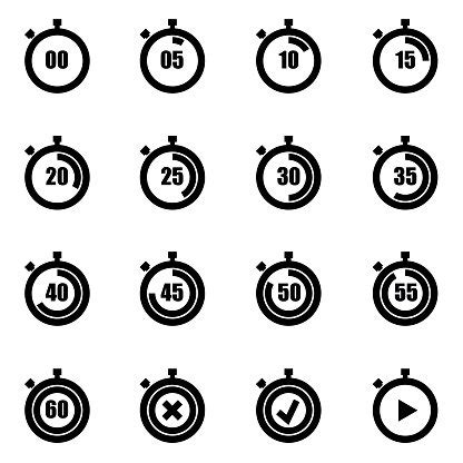 Vector Black Stopwatch Icon Set Stock Clipart | Royalty-Free | FreeImages