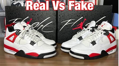 Air Jordan 4 Red Cement Real Vs Fake Review - YouTube