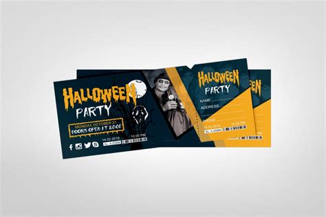 Halloween Party Event Ticket Design Template - Graphic Templates