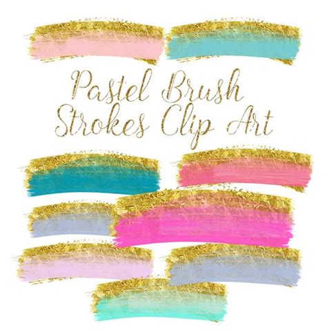 Brush Strokes Clip Art Gold Brush Clipart Gold Paint - Etsy