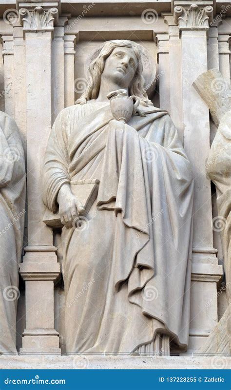 Saint John the Apostle, Statue on the Facade of Saint Augustine Church in Paris Editorial Image ...