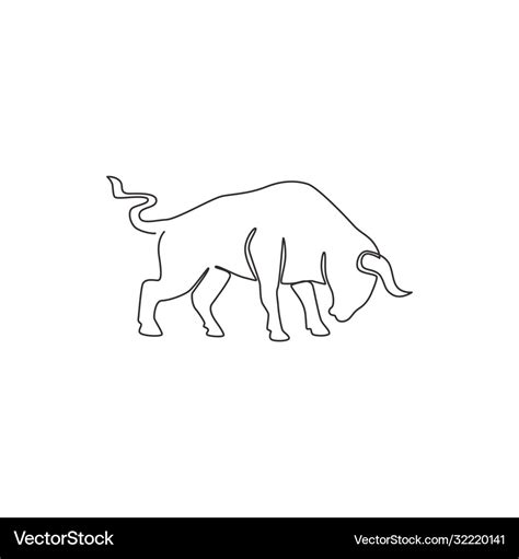 One single line drawing elegance buffalo Vector Image