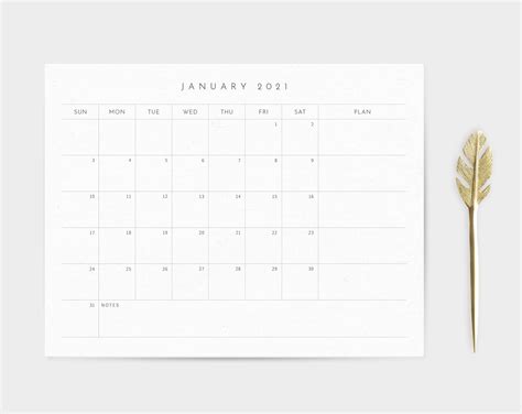 Minimalist Printable Calendar - Printable Templates