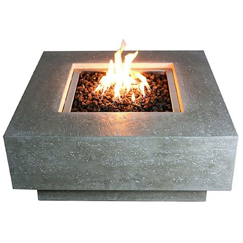 Elementi Outdoor Manhattan Fire Pit Table 36 x 36 Inches Grey Durable Fire Bowl Glass Reinforced ...