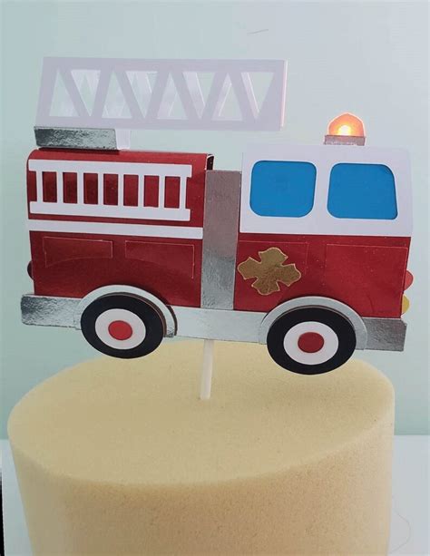 Red Fire Truck Cake Topper 6inch Cake Topper-2d Light up - Etsy
