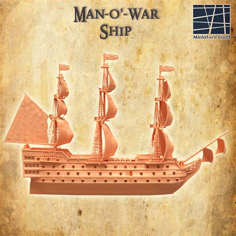 3D file Man o War ship 28 MM Tabletop Terrain 👨・3D printer design to download・Cults