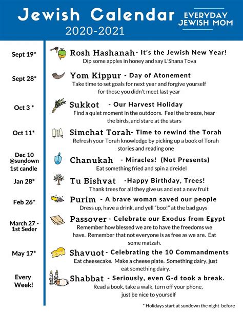 Jewish Calendar 2020-2021 - Free Download