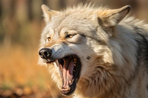 A wolf with its mouth open and its mouth wide open | Premium AI ...