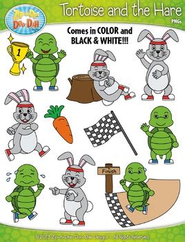 The Tortoise and The Hare Famous Fables Clipart {Zip-A-Dee-Doo-Dah Designs} | Hare, Lion, the ...