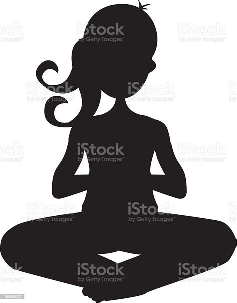 Yoga Girl Silhouette Sitting Cross Legged Stock Illustration - Download ...