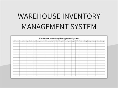 Warehouse Inventory Management Excel Template Free Download - Printable ...