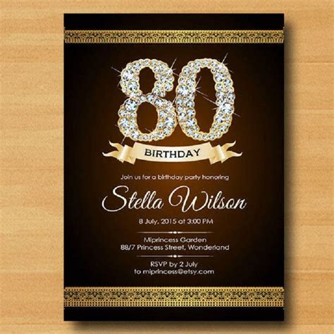 80Th Birthday Invitations Templates