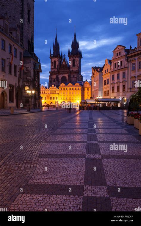 The old city of Prague at night, capital of Czech Republic Stock Photo ...