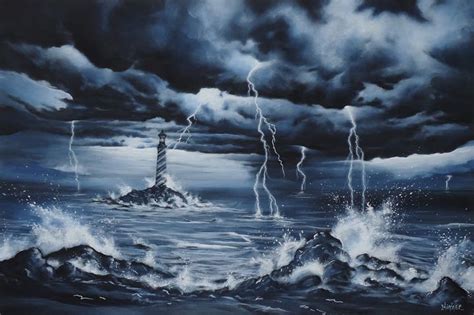 Lighthouse Storm - Art by Kintner | Paintings & Prints, Landscapes & Nature, Beach & Ocean ...