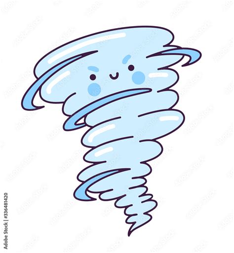 Cute little tornado with funny face. Simple cartoon character. Vector ...