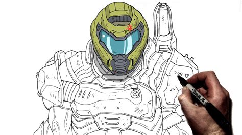 Doom Slayer Helmet Drawing