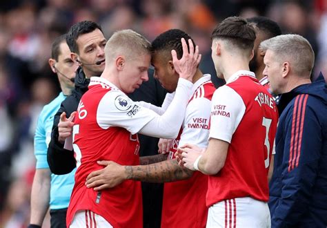 Oleksandr Zinchenko celebrates with Arsenal fans