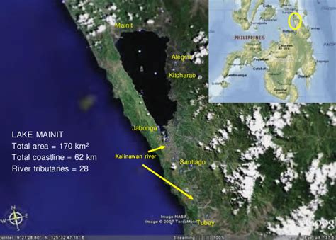 Map showing the location of Lake Mainit in northeastern Mindanao ...