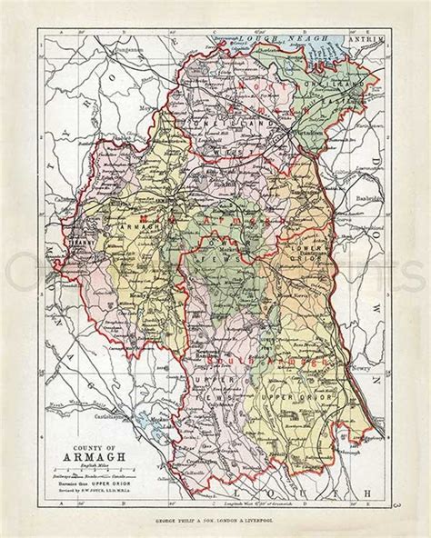 Armagh 1889 Antique Irish County Map of Armagh Printed on - Etsy