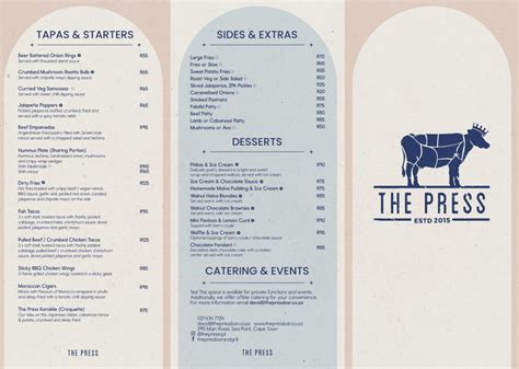 Menu – The Press Bar & Grill