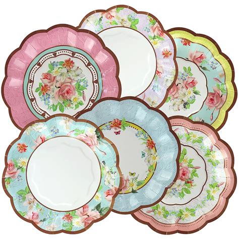 Assorted Floral Tea Party Scalloped Dessert Plates 12ct | Party City