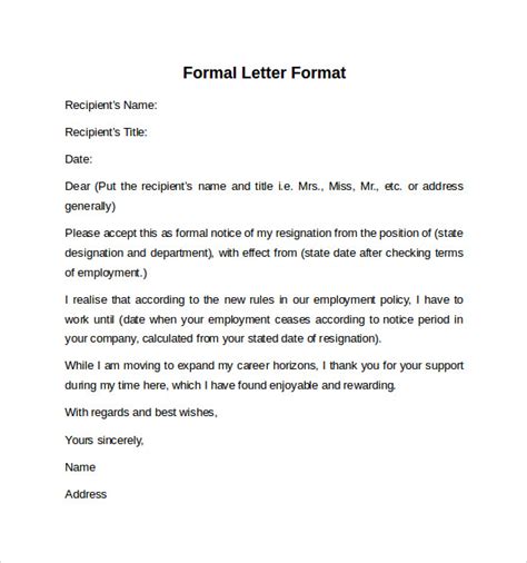 FREE 9+ Formal Letters in MS Word | PDF