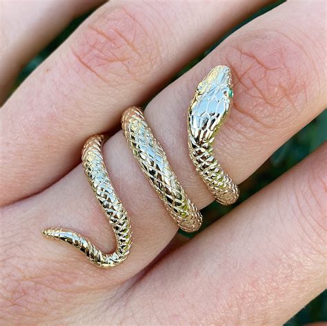 9ct yellow gold snake ring with emerald-set eyes - Baroque Bespoke ...