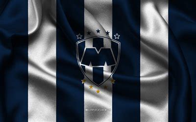 Download 4k, CF Monterrey logo, blue white silk fabric, Mexican ...