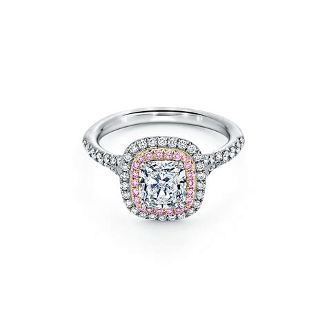 Tiffany Soleste cushion-cut engagement ring with pink diamonds in platinum.| Tiffany & Co.