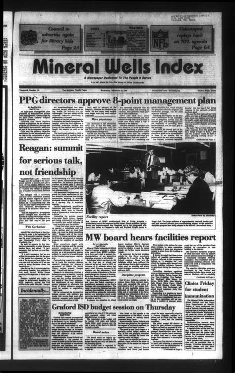 Mineral Wells Index (Mineral Wells, Tex.), Vol. 85, No. 115, Ed. 1 Wednesday, September 18, 1985 ...