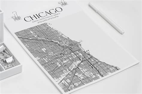 Chicago map poster, Wall art poster, City maps poster, Framed map ...