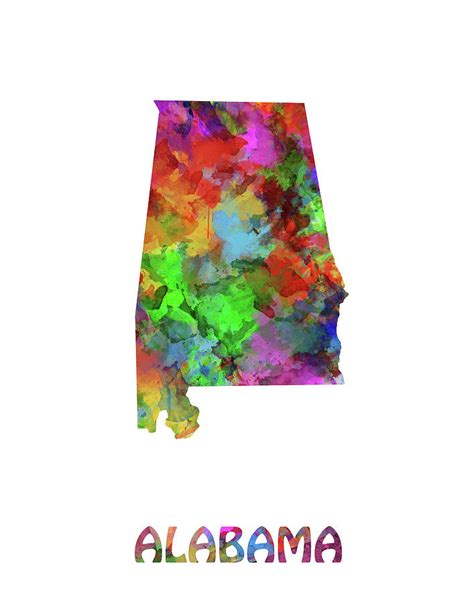 Alabama Map Watercolor Digital Art by Bekim M - Fine Art America