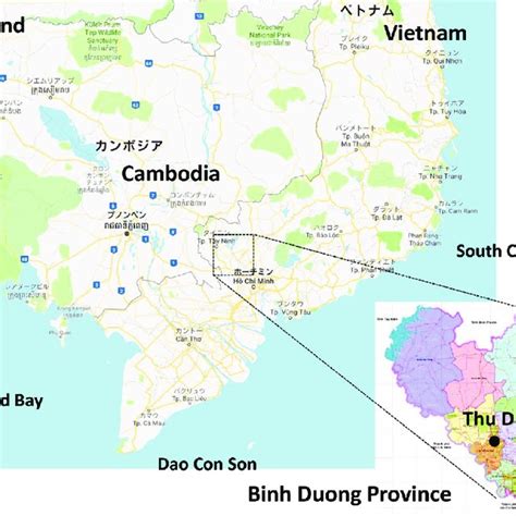 Location of Binh Duong Province. Source. Created from the HP material... | Download Scientific ...