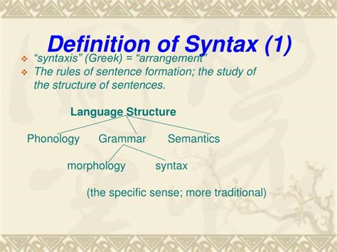 PPT - Definition of Syntax (1) PowerPoint Presentation, free download ...