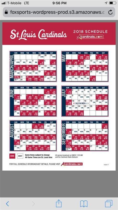 Printable St Louis Cardinals Schedule 2020 | Paul Smith