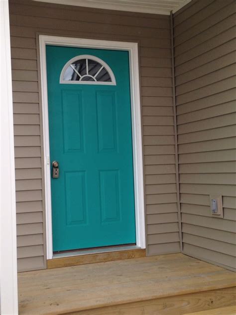 Our front door. "Nifty Turquoise " Sherwin Williams. I love it! | Painted front doors, Exterior ...
