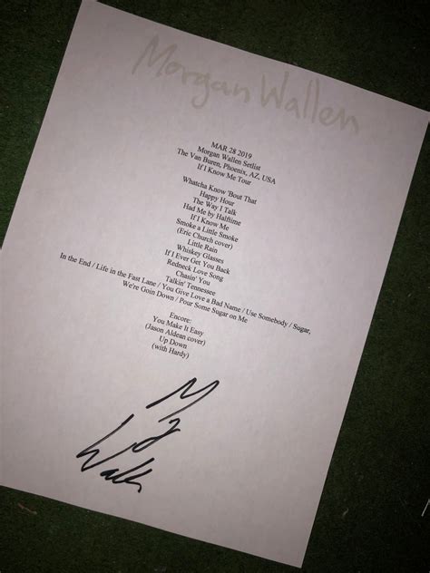 Morgan Wallen setlist Phoenix 2019 autographed reprint setlist | Etsy