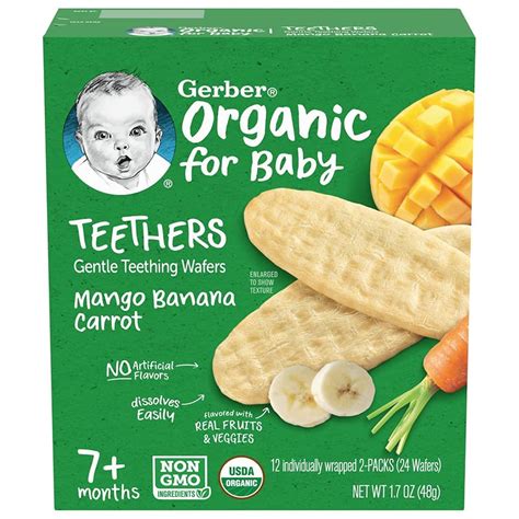 Buy Gerber Snacks for Baby Teethers, Gentle Teething Wafers, Mango Banana Carrot, 1.7 Ounce, 12 ...